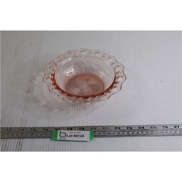 Pink Depression Glass Lace Edge Dish