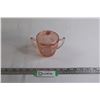 Image 1 : Pink Depression Glass "Cherry Blossom" Sugar Bowl w/ Lid