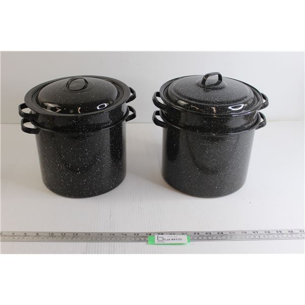 (2) Graniteware Steamer / Pasta Pots