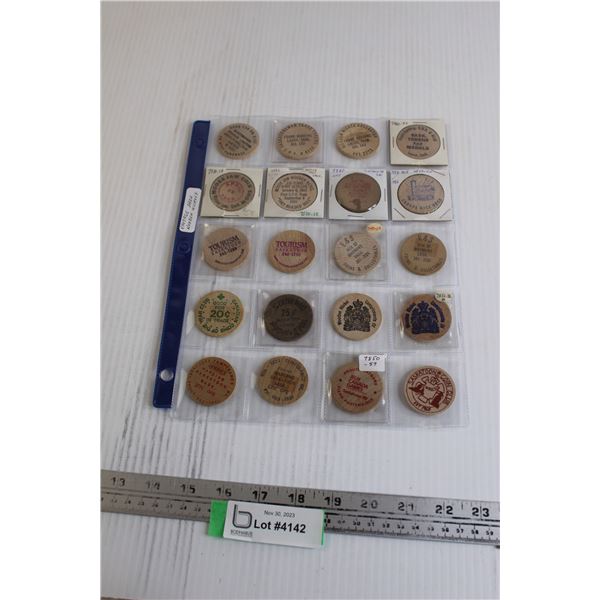 Vintage Sask Wooden Tokens
