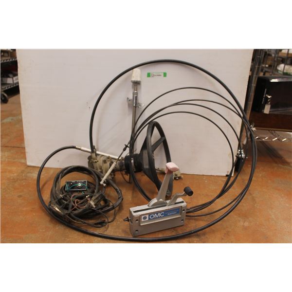 * Lot Of Boat Parts: Steering Column, Throttle, Ignition, Beacon