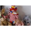 Image 2 : Lot of Vintage Dolls - Clown on Stand, Bunny w/flowers Doll, Misc.