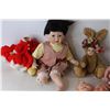 Image 5 : Lot of Vintage Dolls - Clown on Stand, Bunny w/flowers Doll, Misc.