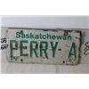 Image 2 : (3) License Plates:(1) Perry "A", (2) Saskatchewan Centennial 2005