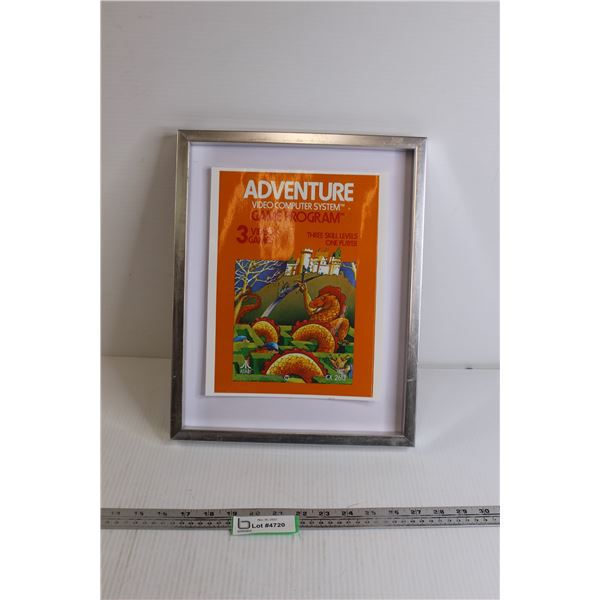 Framed Adventure Video Computer System Game Program Ad - No Front Glass Piece - 11 3/4" x 14 3/4"