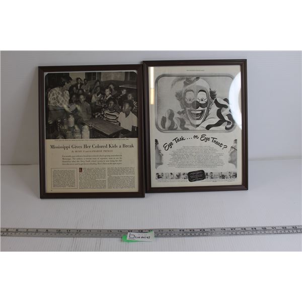 (2) Framed Newspaper Articles - 11 3/4" x 14 3/4" Each