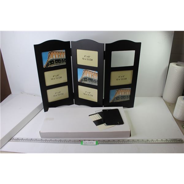 (2) Blue & Black Wooden Photo Frames (26" x 18")