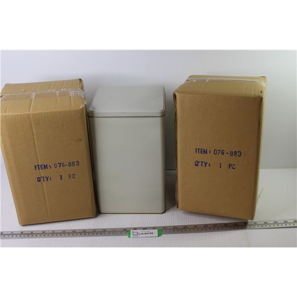 (3) Tin Containers (11 1/2"t x 7"w) - NIB)