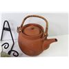 Image 3 : (2) Metal Wall Hangers - Clay Teapot - Ceramic Pitcher - Stoneware Vase