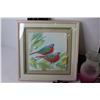 Image 2 : Black Frame (20 3/4" x 17 3/4") - Raised Bird Picture (13" x 13") - Vase - Handelsgold Tin - Rug Gri