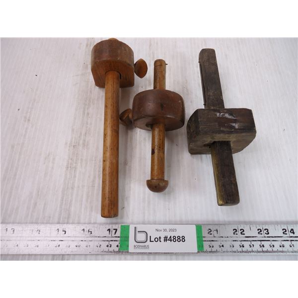 (3) Vintage Wooden Carpenter's Scribes