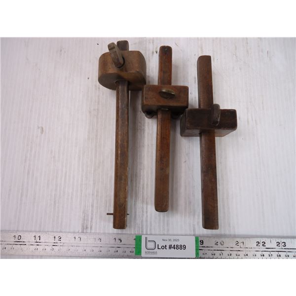 (3) Vintage Wooden Carpenter's Scribes