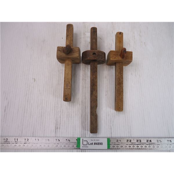 (3) Vintage Wooden Carpenter's Scribes