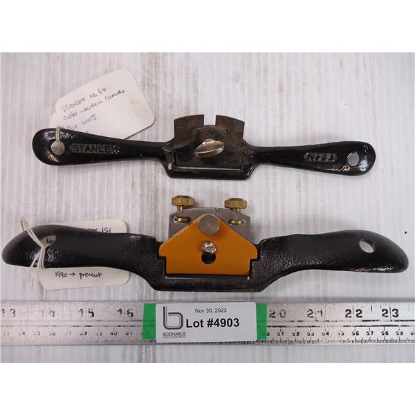 (2) Spoke Shavers- Stanley No.64 and Unmarked With Adjustable Cutter