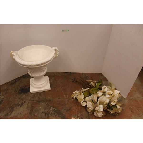 * Styrofoam Urn, (10+) Plastic Poinsettias