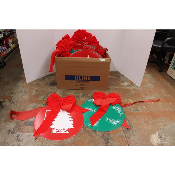 * (17) Bristle Board Ornament Decorations - Some with Ribbons, 23 1/2"