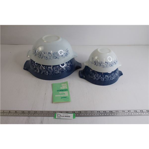 Set of 4 Pyrex Colonial Mist Cinderella Mixing Bowls