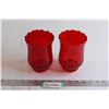 Image 1 : (2) Red Flower Vases