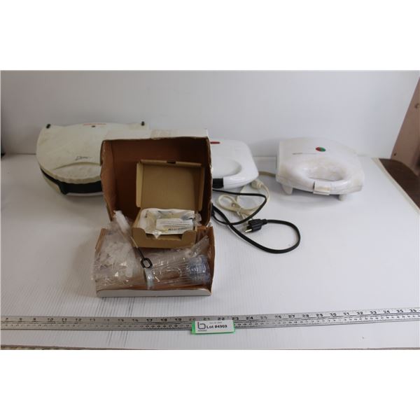 Deni Panini Press (?), (2) Sandwich Makers, Nespresso Cleaning Equipment