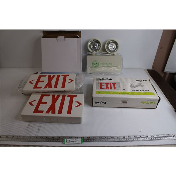 (2) Boxes Exit Signs - (1) is Sealed, Automatic Emergency Light