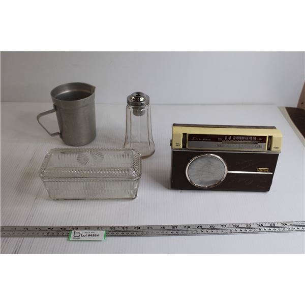 Glass Butter Dish, Radio - Doesn't Work, Misc.