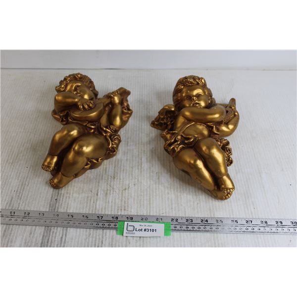(2) Cherubs - Chalkware