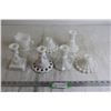 Image 1 : (6) Milk Glass Candlesticks and Small Milk Glass Creamer