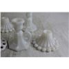 Image 4 : (6) Milk Glass Candlesticks and Small Milk Glass Creamer