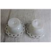 Image 4 : (2) Milk Glass Centrepiece Vases w/ Flower Frogs