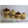 Image 1 : (4) Canisters - Flour, Sugar, Coffee, Tea