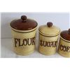 Image 2 : (4) Canisters - Flour, Sugar, Coffee, Tea