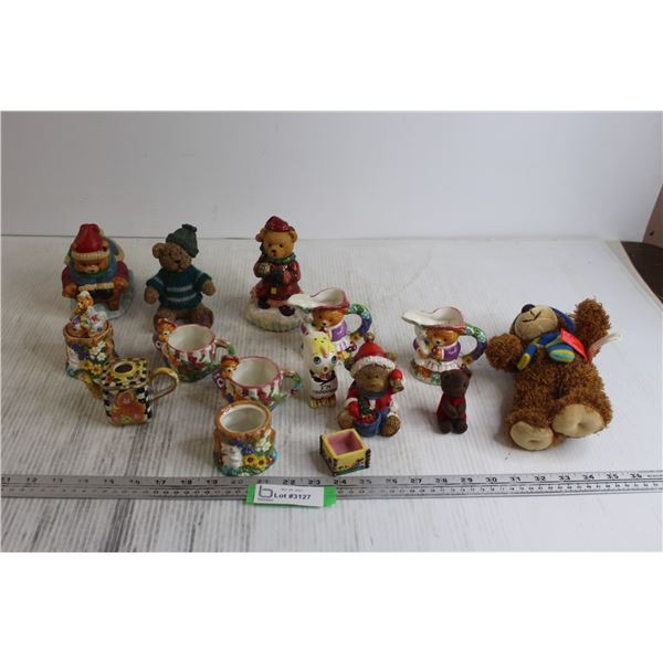 Bear on Sleigh Coin Bank, Miniature Teapot, Stuffed Bear, Misc.