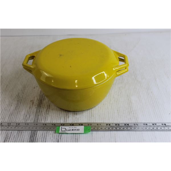 Bright Yellow Cast Iron Dutch Oven w/ Lid