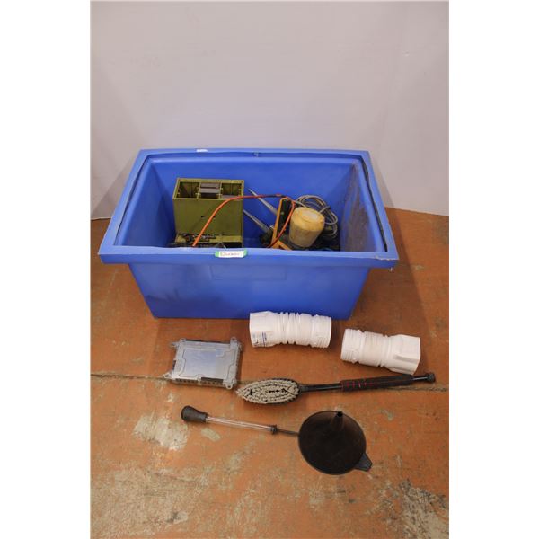 * Tote, Down Spout Adapters, Funnels, Paint Sprayer, Misc.