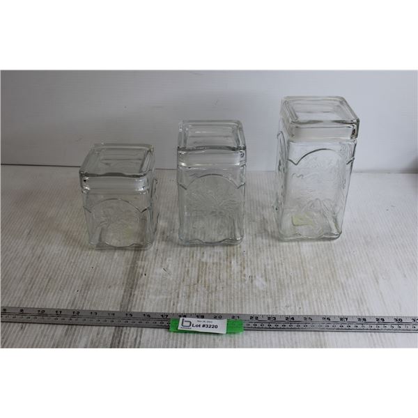 (3) Glass Canisters