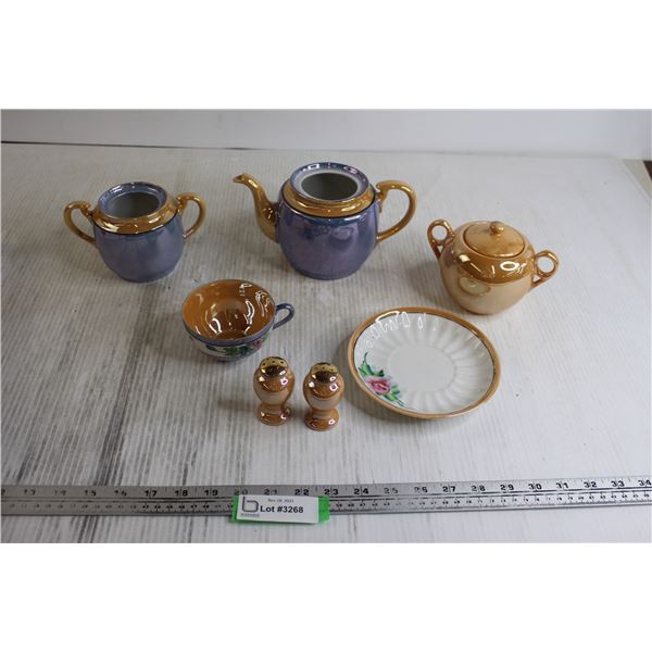 (7) Peach Lustre Tea Set Pieces