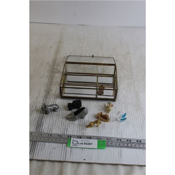 Glass Display with (7) Miniatures