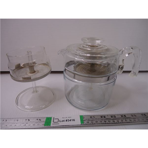 Vintage 6 Cup Pyrex Percolator with Extra Parts