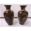 Image 4 : (2) Vintage Chinese Cloisonne Vases- 5" Tall