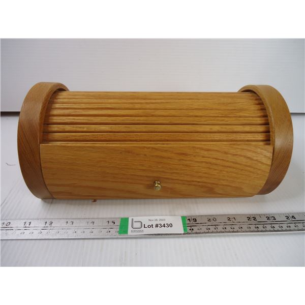 Unique Vintage Wood Roll Top Jewelry Case