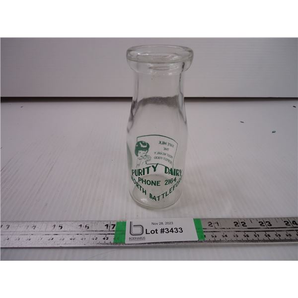 Small Vintage Milk Bottle from Purity Dairy in North Battleford, Sask.