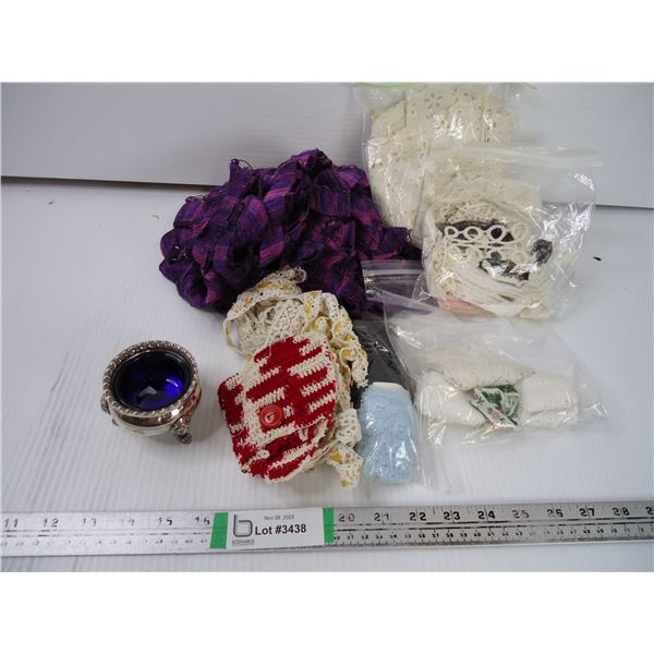 Antique Silver Plated Salt Cellar and Assorted Materials