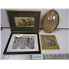 Image 1 : (1) Embroidered Picture,(2) Small Pictures and Round Picture Frame