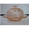 Image 4 : Pink Buttons and Bows Depression Glass Butter Dish