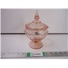 Image 1 : Pink Mayfair Depression Glass Covered Pedestal Candy Dish