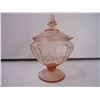 Image 2 : Pink Mayfair Depression Glass Covered Pedestal Candy Dish