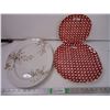Image 1 : (2) Basket Weave Plates and Serving Platter