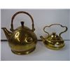 Image 2 : (2) Brass Kettles, Brass Mini Pitcher, Brass Bow Hook and Crumb Tray