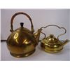 Image 3 : (2) Brass Kettles, Brass Mini Pitcher, Brass Bow Hook and Crumb Tray