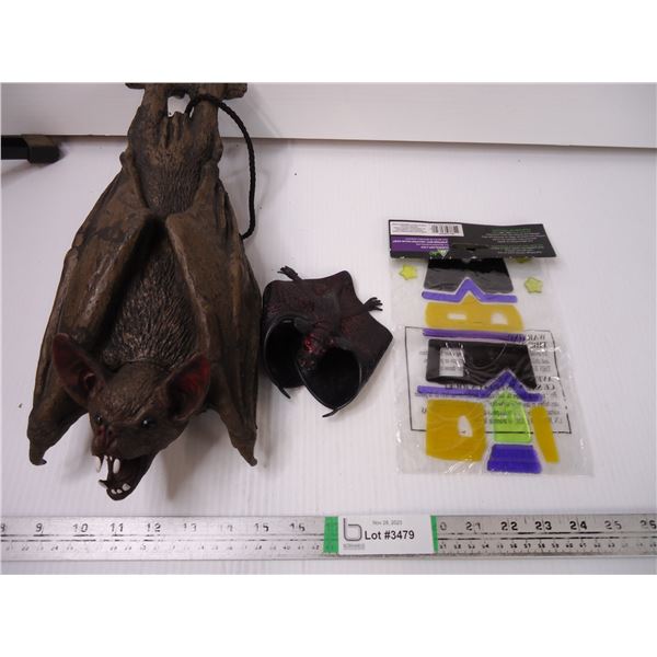 Rubber Hanging Bat and Halloween Items